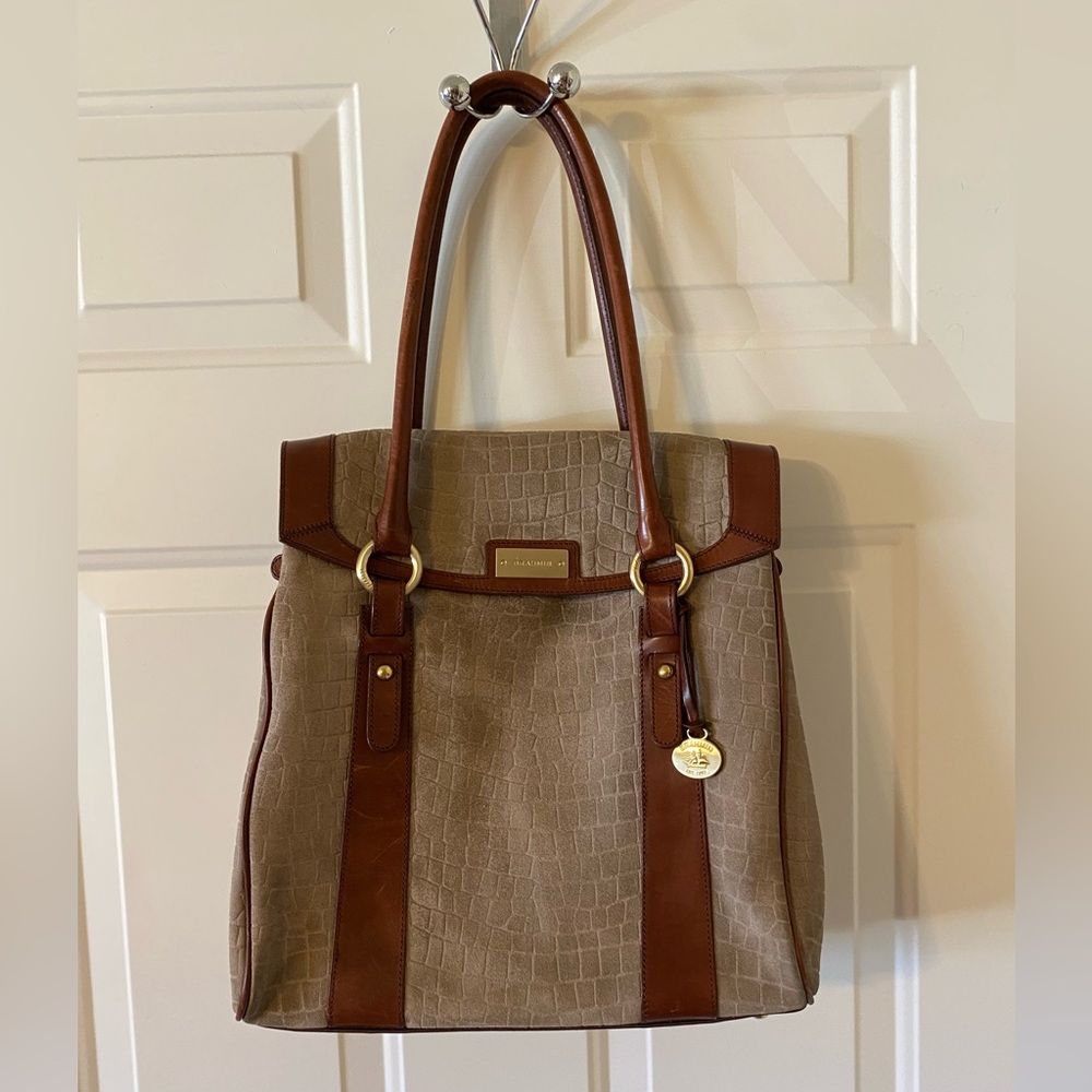 BRAHMIN Large Embossed Suede Satchel NWOT